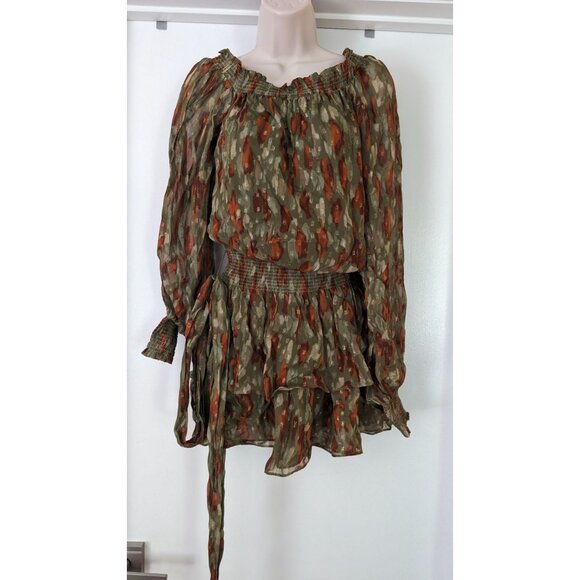 Ramy Brook dress mini drop waist shirred sheer sleeves XXS - Picture 1 of 7